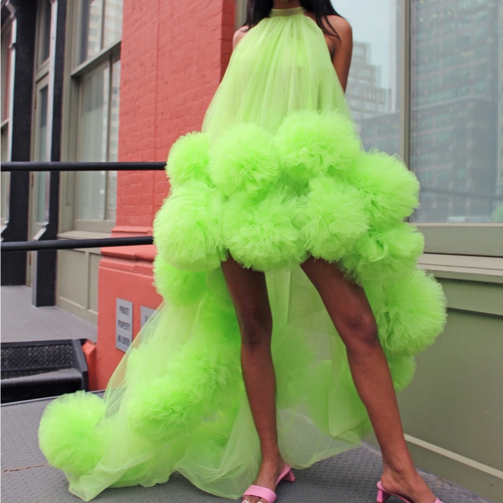 Lirika Matoshi Grass Green Dress - Tulle Party Dress